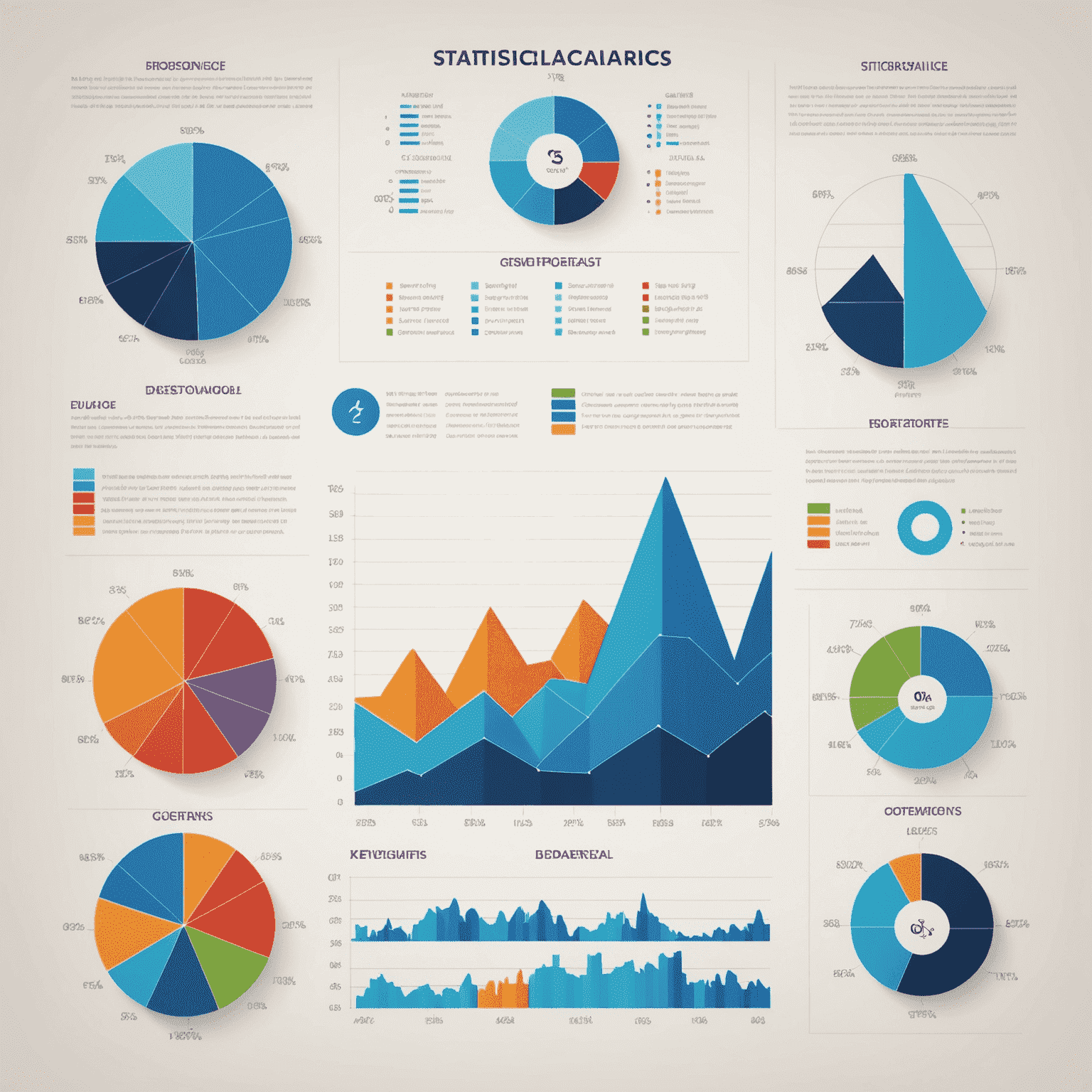 Gráficos estadísticos generados con R, rodeados de símbolos de análisis de datos